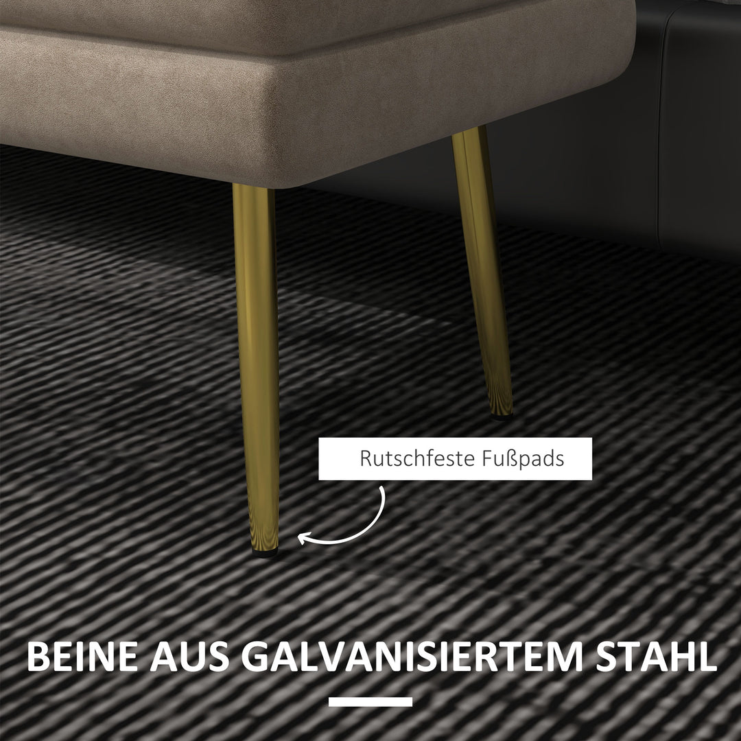 Polstret bænk med opbevaring, stål, 79,5 cm x 37,5 cm x 43 cm, beige