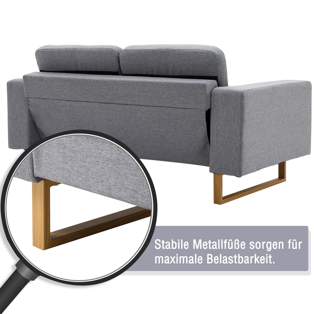 ® 2-Personers sofa stofsofa hjørnesofa polstret sofa siddemøbler armlæn træ lysegrå 145 x 82 x 78 cm