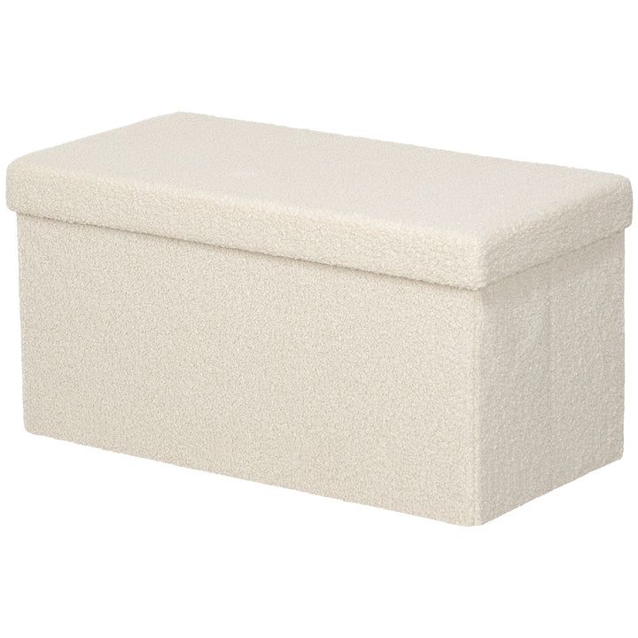 Opbevaringsskammel, polstret bænk med opbevaringsplads og låg til stue, soveværelse, entre, cremehvid