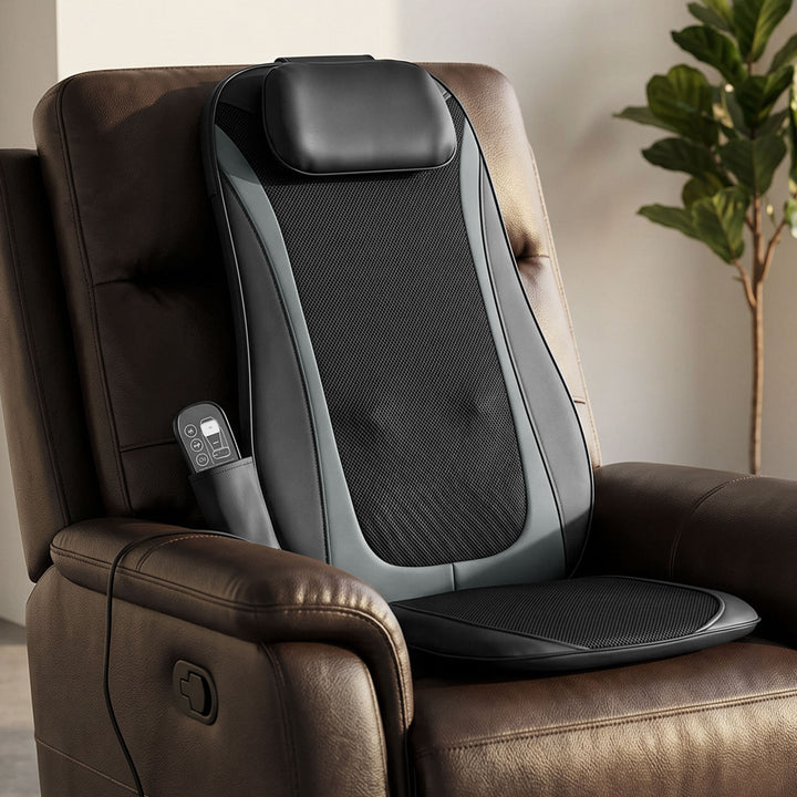 Shiatsu-rygmassager med varme, dybdegående massage og 3-niveau sædevibration, massageapparat til rygsmerter