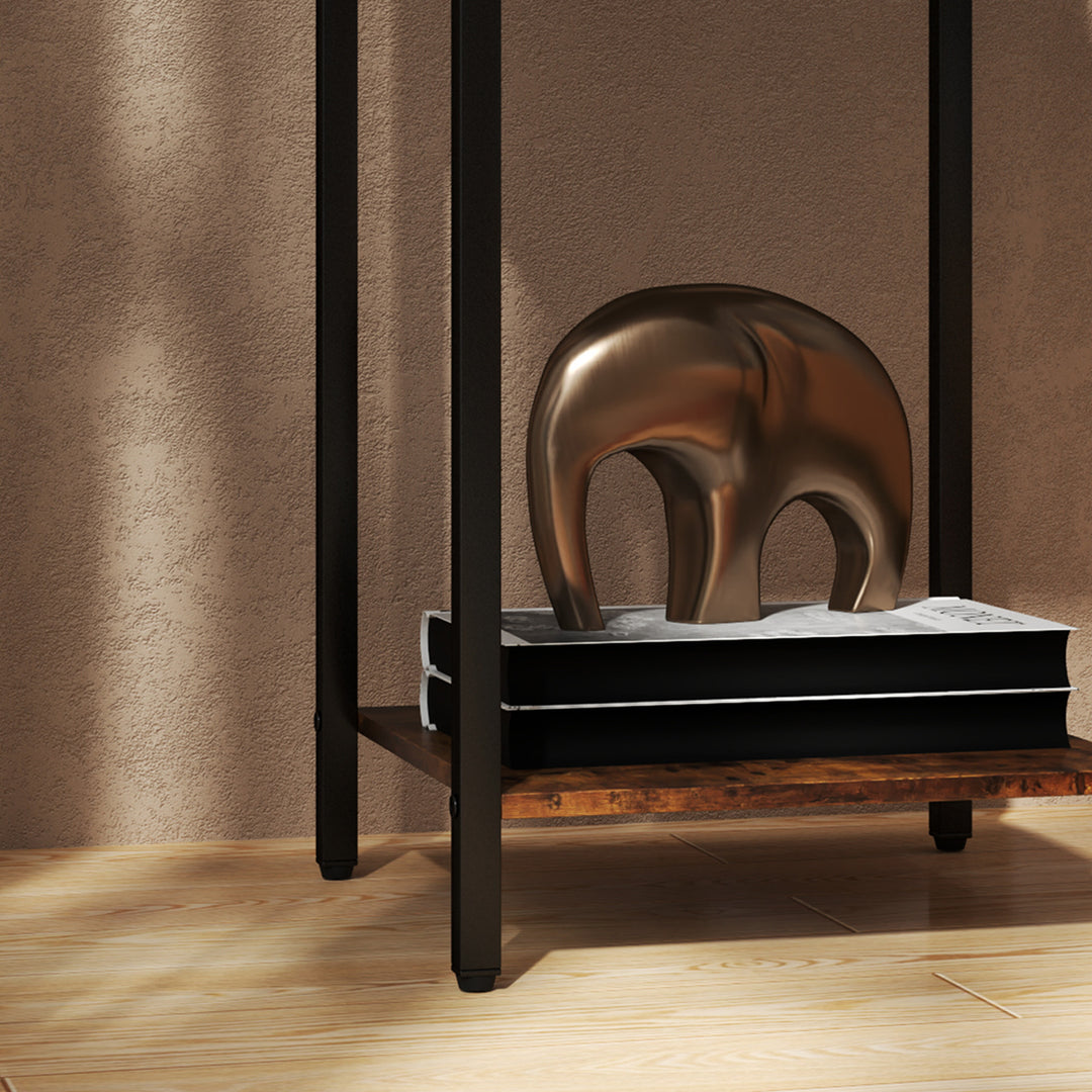 Sidebord i industriel stil med skuffe og opbevaringsrum, metalstel, træ, 40 x 40 x 68 cm, brun