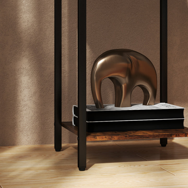 Sidebord i industriel stil med skuffe og opbevaringsrum, metalstel, træ, 40 x 40 x 68 cm, brun