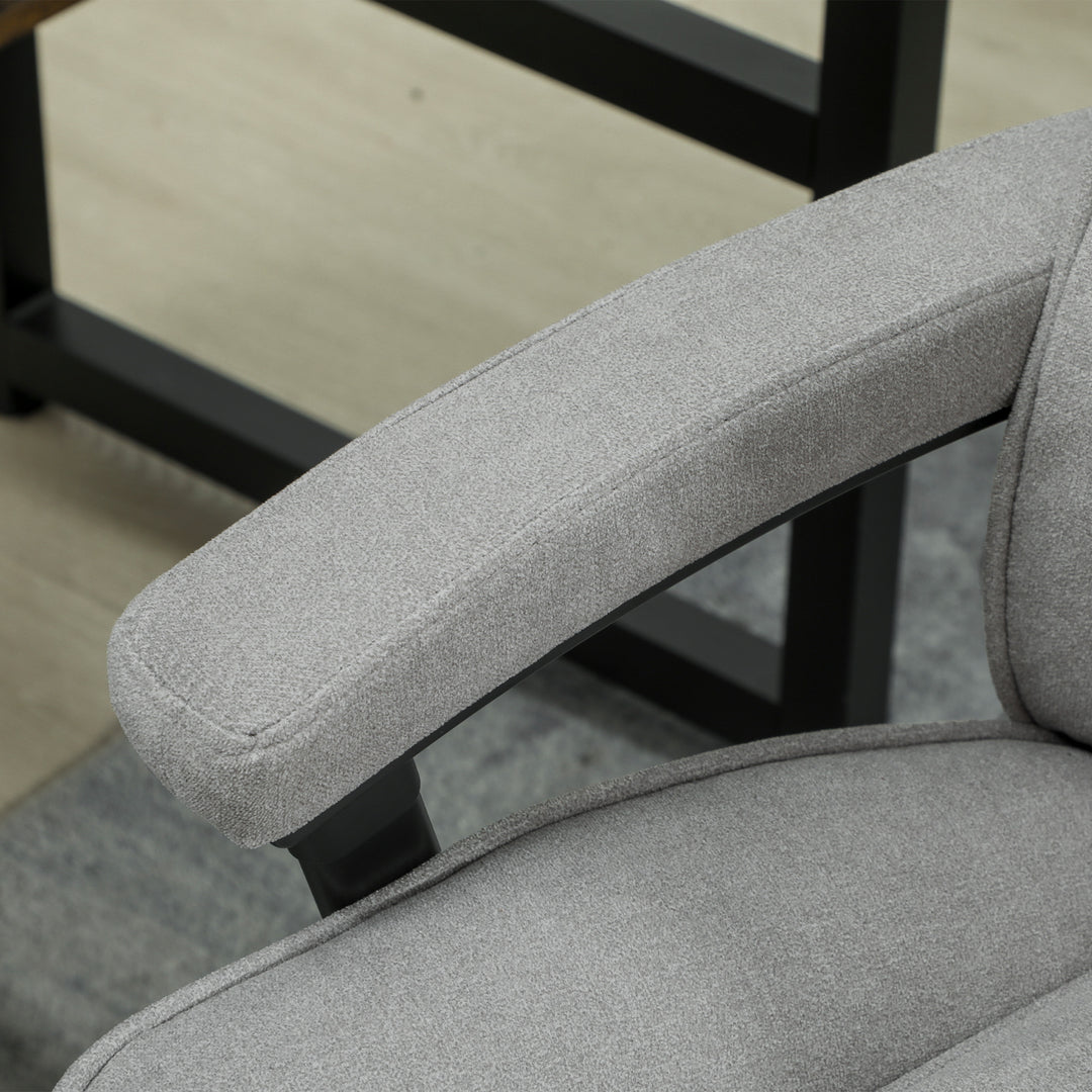 Stor høj kontorstol, 200 kg bæreevne, robust konstruktion, blødt betræk, lysegrå