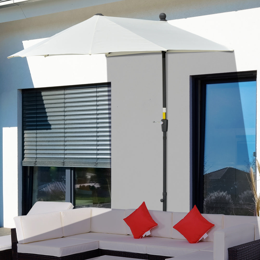 Halvrund parasol 1,9 x 2 m dobbelt parasol med håndsving, cremehvid