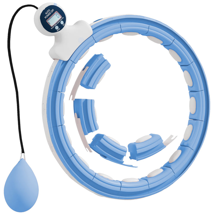 Smart hula hoop voksen med vægtboldtæller 16 knuder (76-113cm) lyseblå