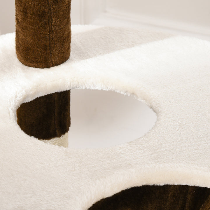 Kradsetræ med hængekøje til kattehule xxl kradsetræ klatretræ klatretræ til katte multiniveau multiaktivitetscenter plys brun 65 x 50 x 153 cm