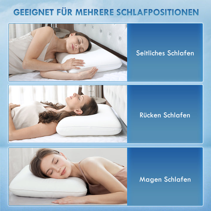 Memory foam pude, nakkestøttepude med aftageligt betræk, ergonomisk 60 x 40 cm, cremehvid