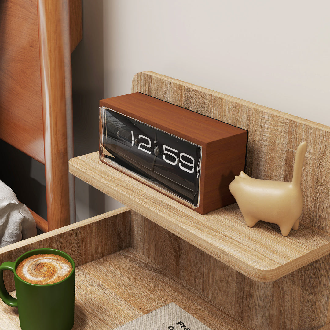 Sidebord, natbord med opbevaringsplads, spånplade, væltesikker, moderne, naturtræ