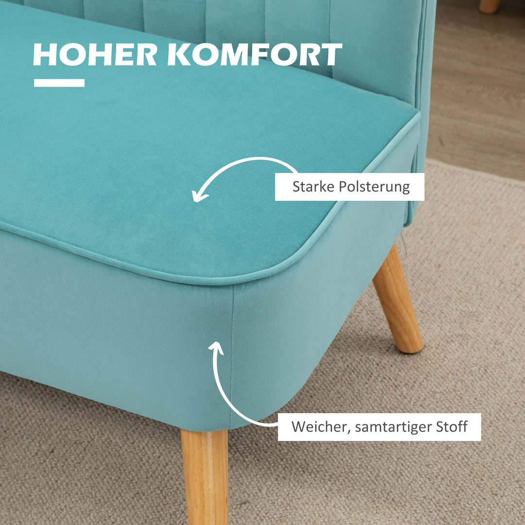 Retro design 2-personers sofa, træben, 117 cm x 56,5 cm x 77 cm, grøn