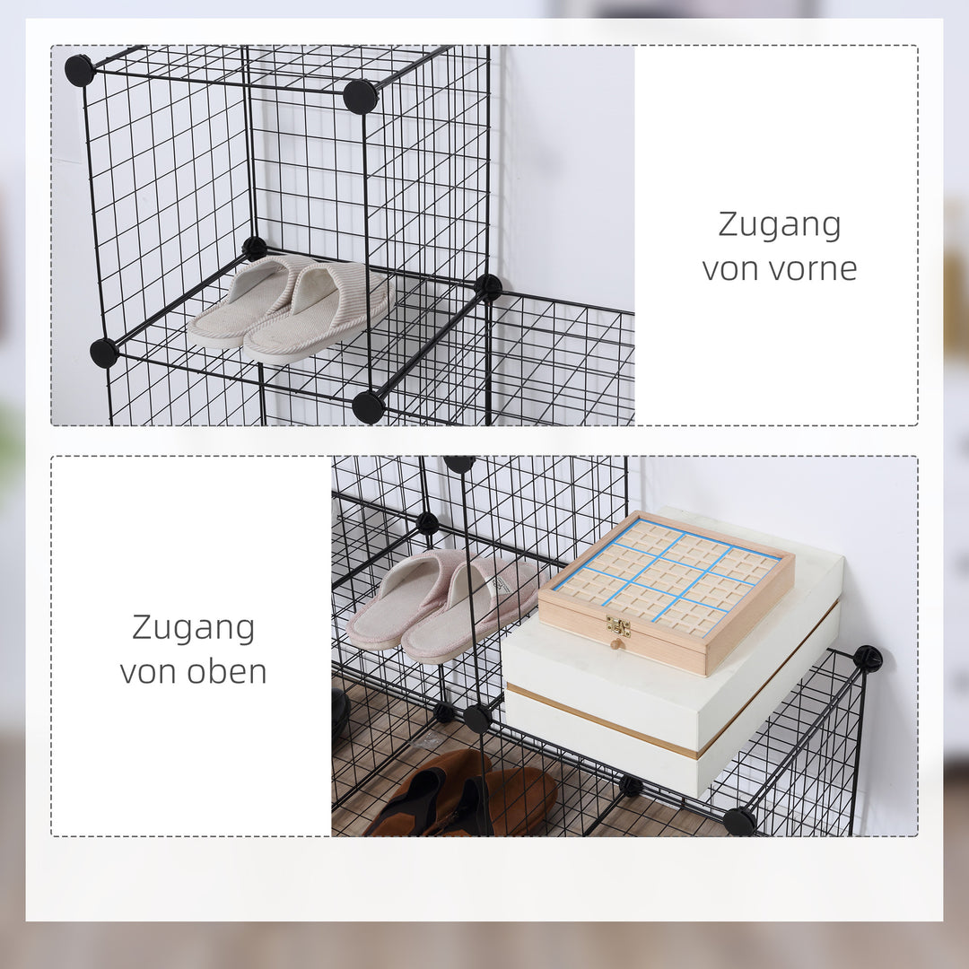 Metalkubehylde, justerbart kubeskab til tøj, bøger, legetøj, fleksibel, 109l x 37b x 109h cm, sort