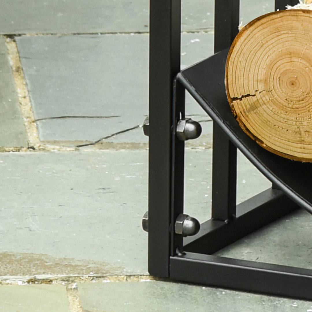 Brændehylde brændestativ brændehylde 60 kg bæreevne brændeopbevaring pejsværktøj metal sort 60,5 x 36 x 46,5 cm