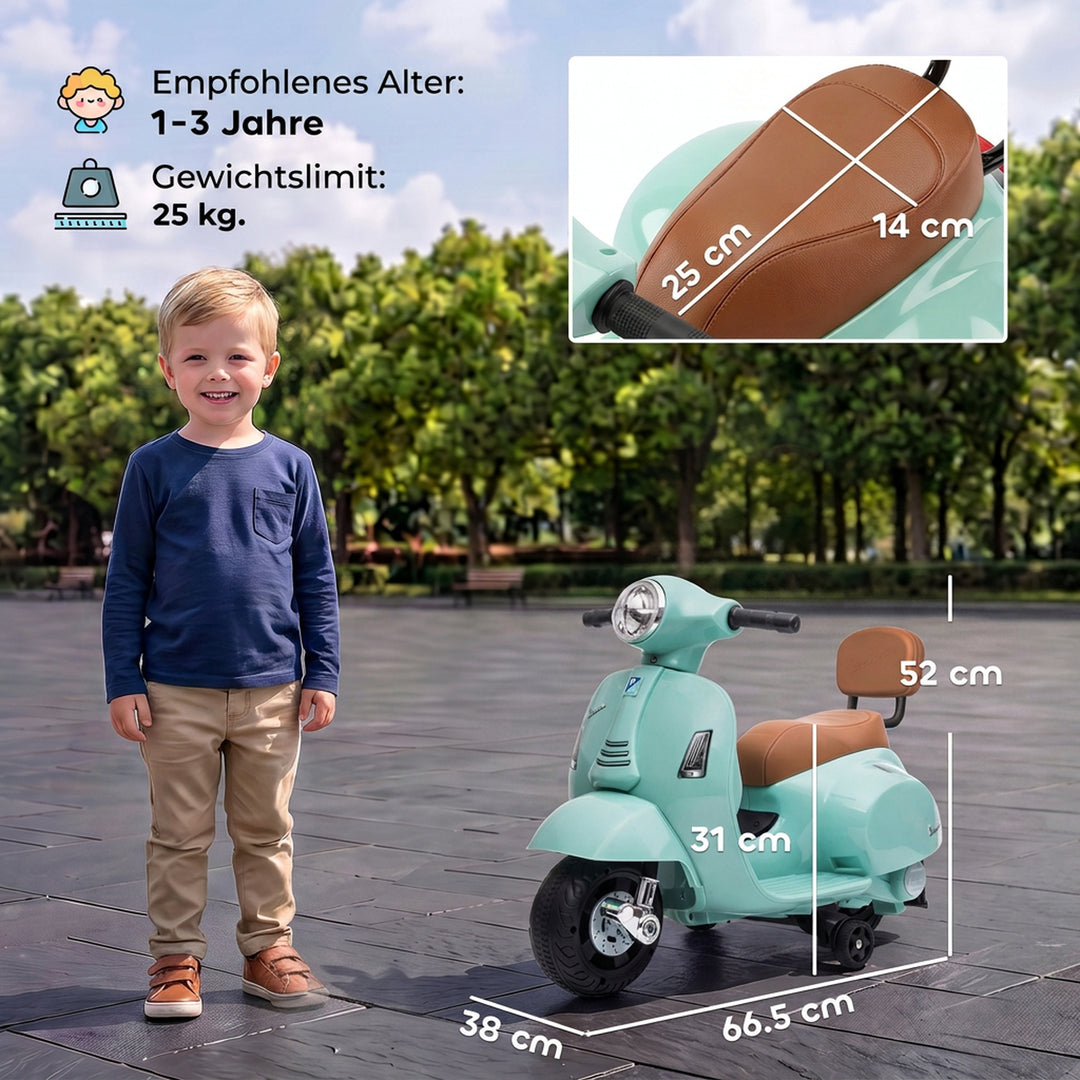 Elmotorcykel til børn Mini Vespa GTS 6V Elmotorcykel Grøn