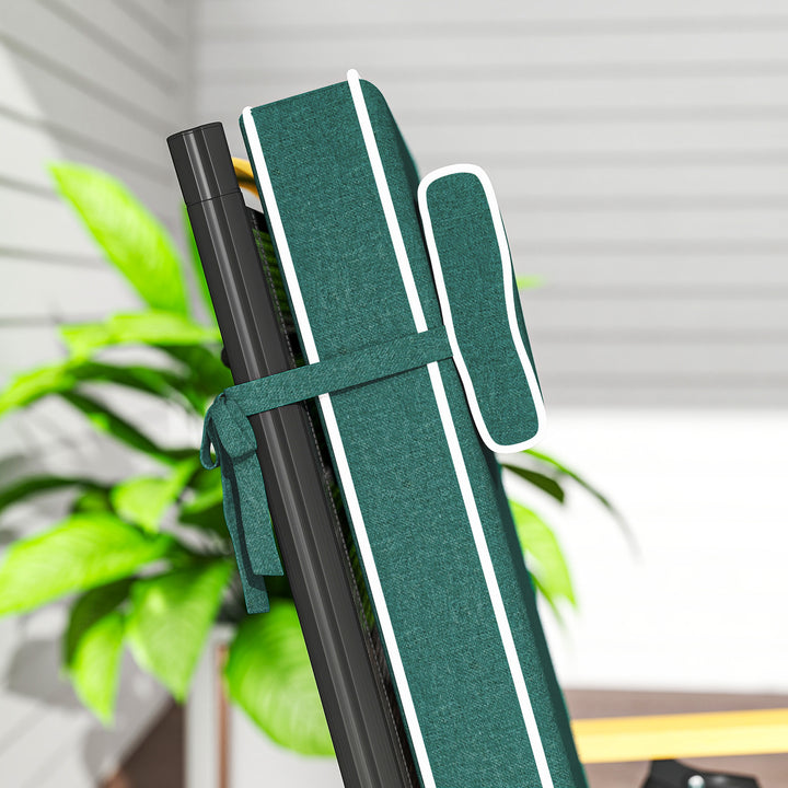 Siddehynde 120 x 47 x 9,5 cm vandafvisende stolehynde med bånd, nakkestøtte, upf50+ grøn