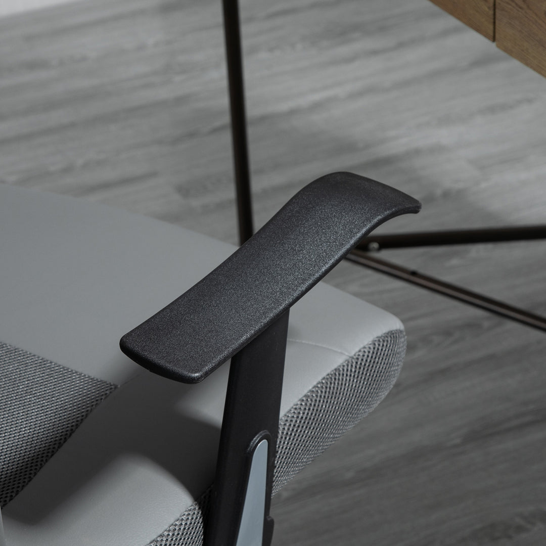 Kontorstol, drejestol, højdejusterbar chefstol, ergonomisk skrivebordsstol, kunstlæder, grå, 66 x 73 x 108-118 cm