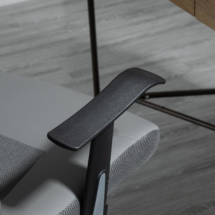 Kontorstol, drejestol, højdejusterbar chefstol, ergonomisk skrivebordsstol, kunstlæder, grå, 66 x 73 x 108-118 cm