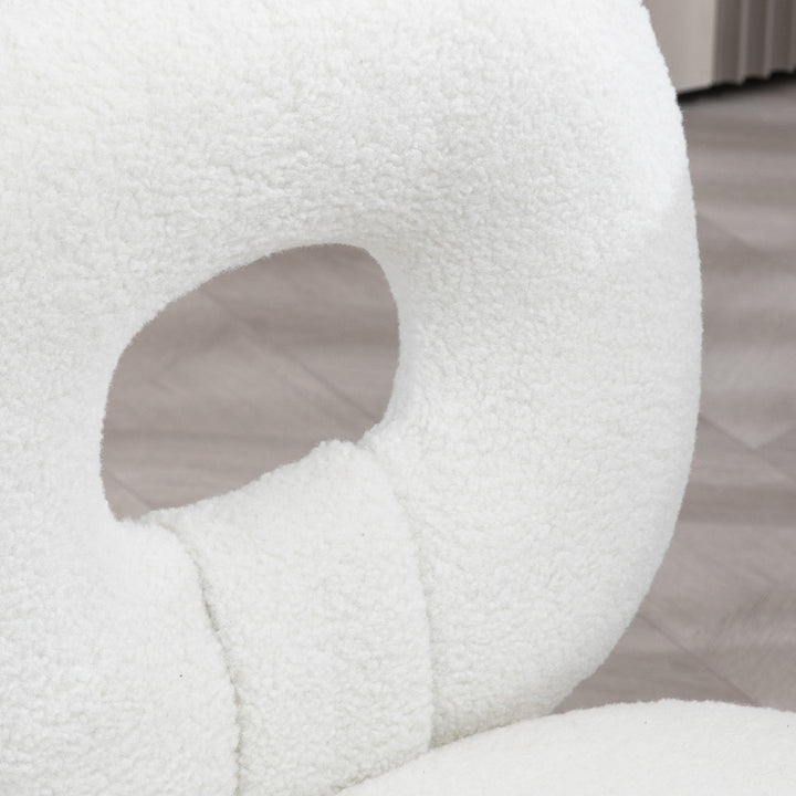Kontorstol skrivebordsstol, højdejusterbar, teddy pels, 50 cm x 56 cm x 90 cm, hvid