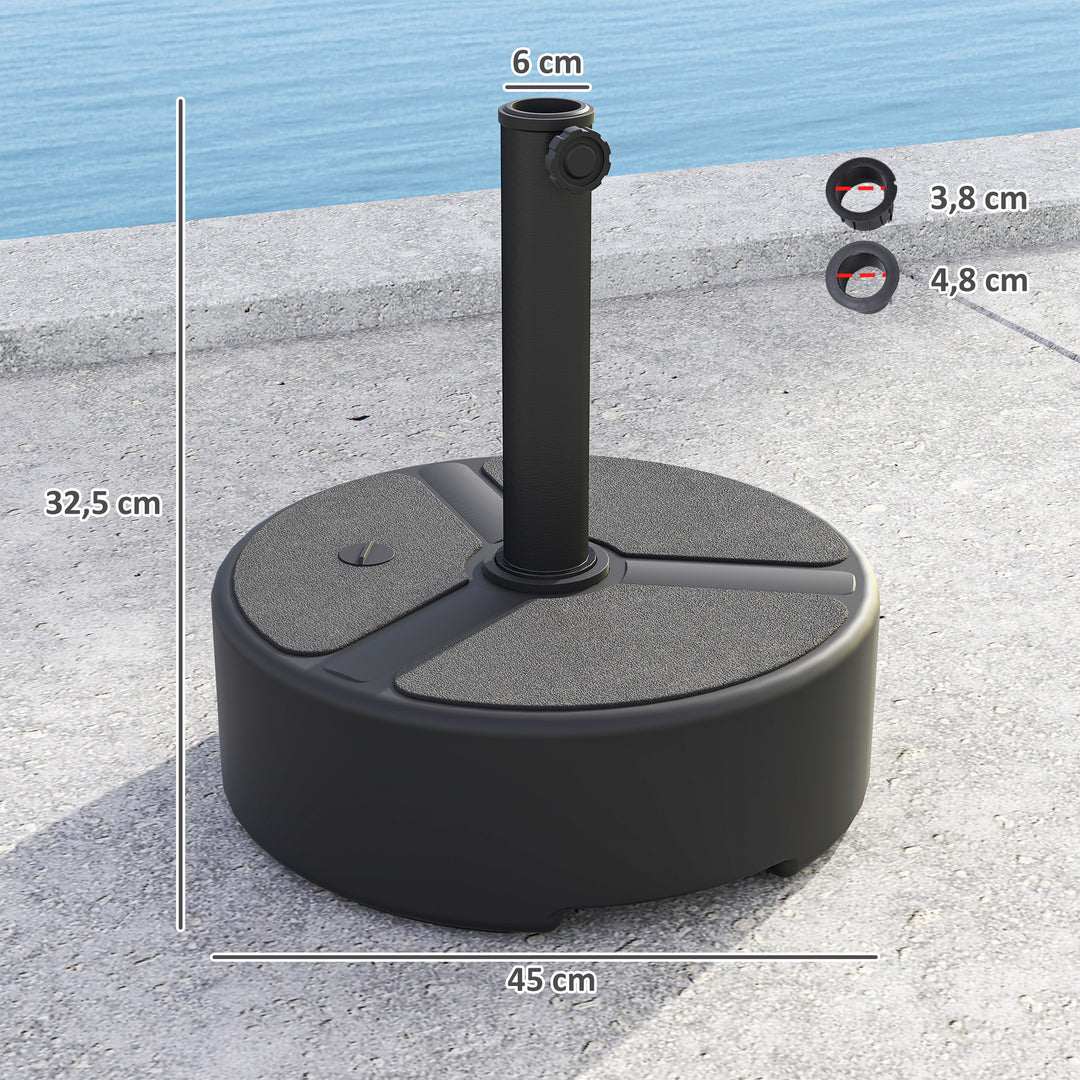 HDPE parasolfod, fyldbar, 18 kg/20 kg med sand og vand, rund, sort