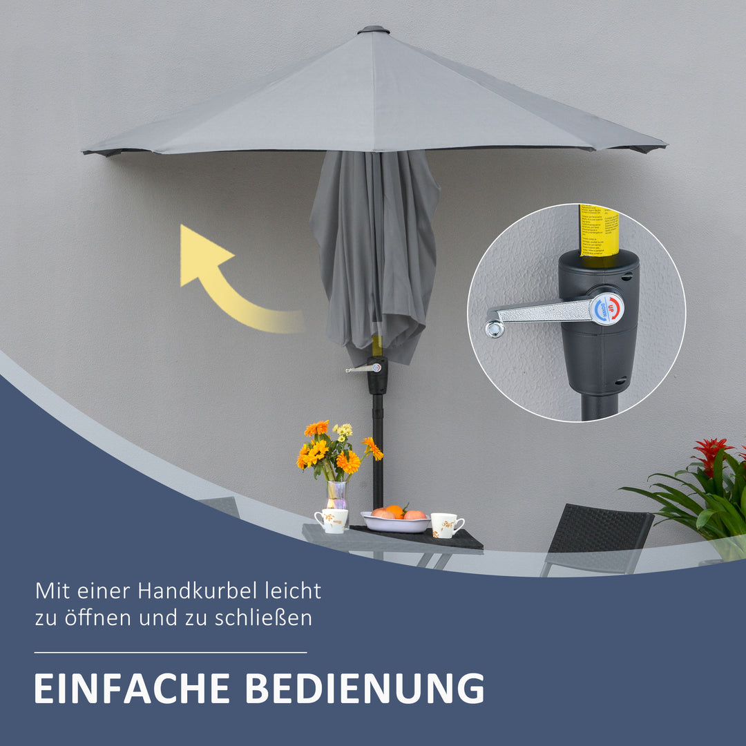 2 x 2 m parasol, halvrund parasol, balkonparasol med holder, vandafvisende til have, terrasse, gårdhave, 100% polyester, mørkegrå