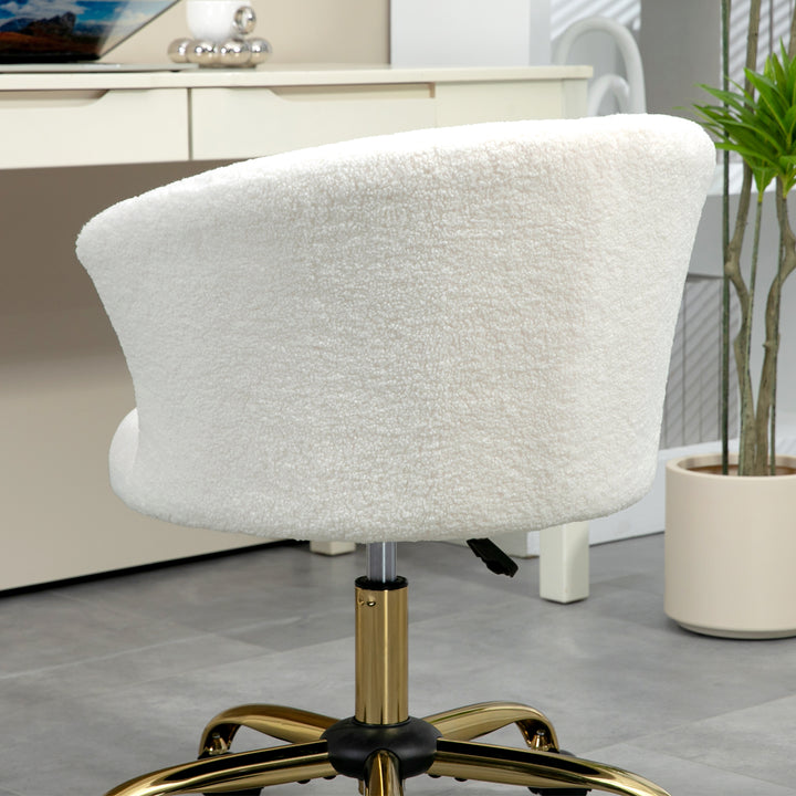 Højdejusterbar kontorstol med teddy fleece-look, hvid