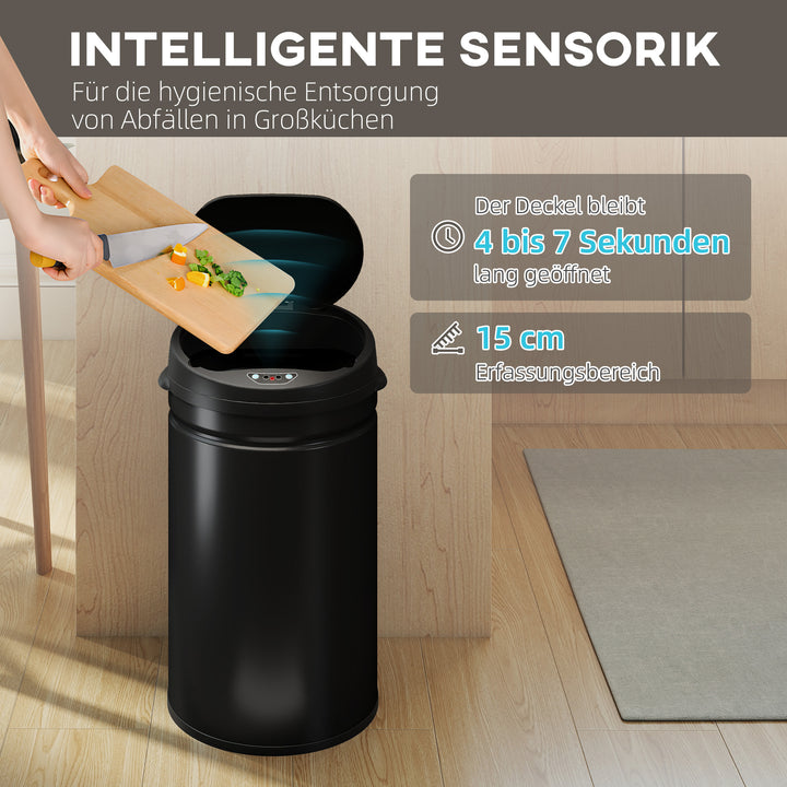 30-liters sensoraktiveret affaldsbeholder med soft-close-funktion, berøringsfri affaldsbeholder i rustfrit stål til hygiejniske køkkener