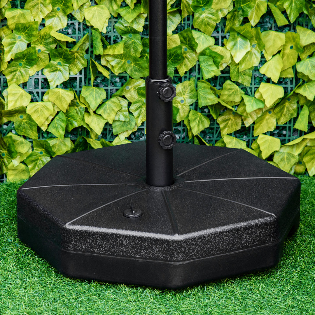 Parasolfod, fyldbar op til 40 kg, ottekantet, paraplyholder, paraplyvægt, stativ til parasoller med 38/48 mm rørdiameter, til altan, terrasse, have, sort