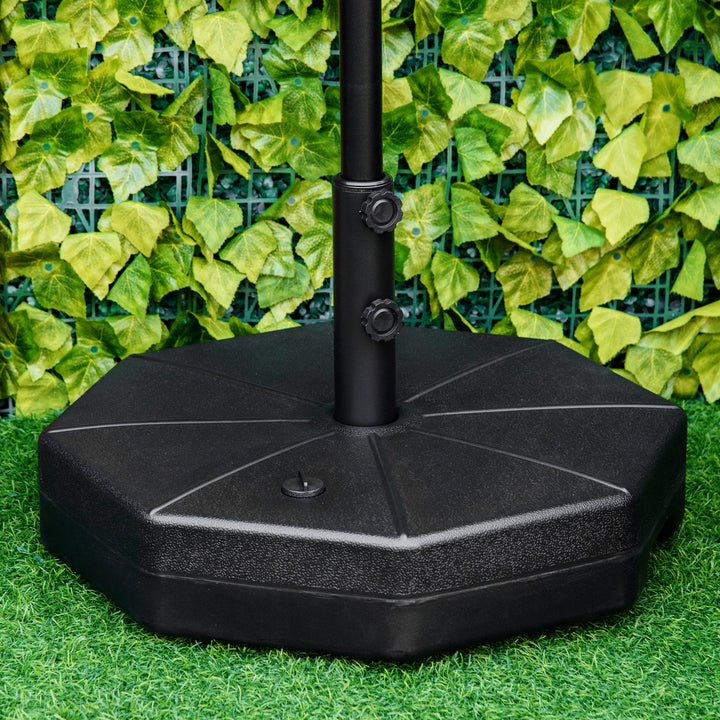Parasolfod, fyldbar op til 40 kg, ottekantet, paraplyholder, paraplyvægt, stativ til parasoller med 38/48 mm rørdiameter, til altan, terrasse, have, sort