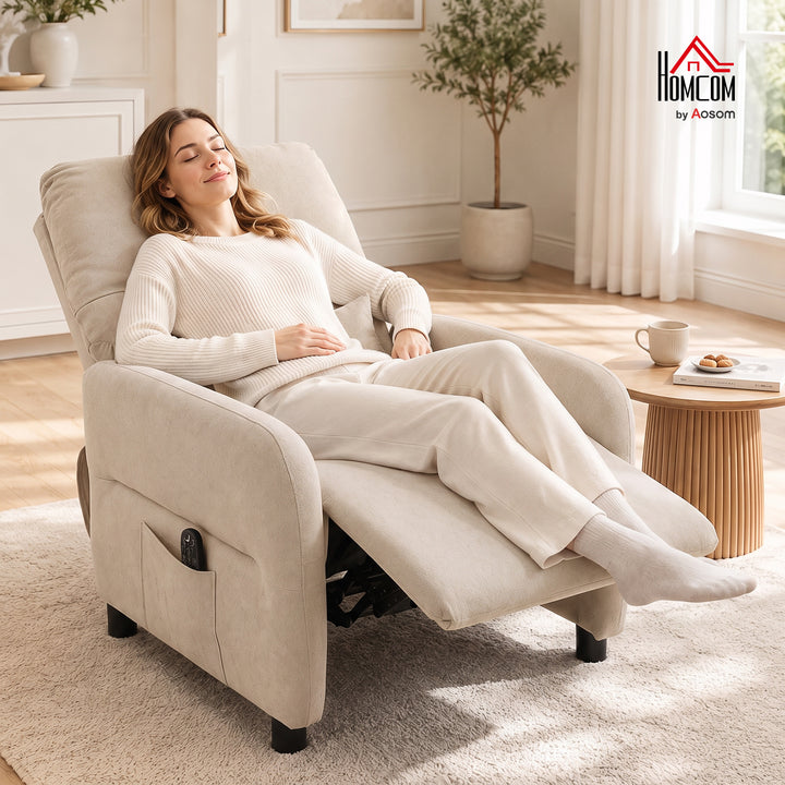 Lænestol med varme, vibrationsmassage og lænefunktion, beige