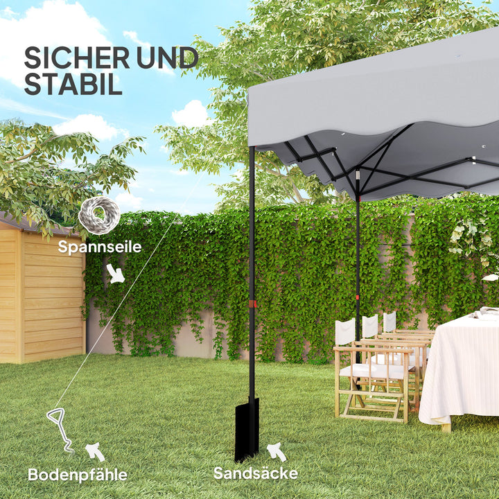 3 x 3 m pop-up pavillon, højdejusterbart havetelt, med rulletaske, til have, terrasse, metal, stof, lysegrå