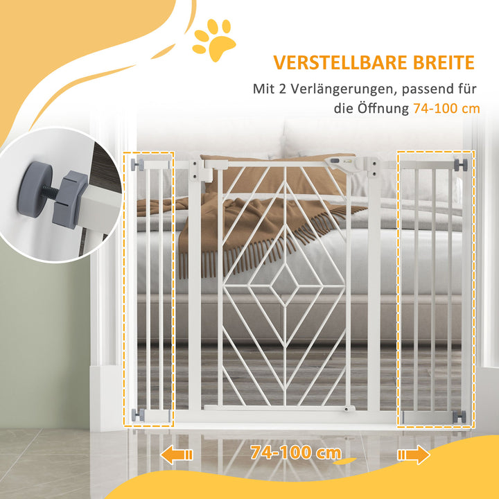Dørgitter trappegitter barriere hundegitter, 100 cm x 4 cm x 76 cm, hvid