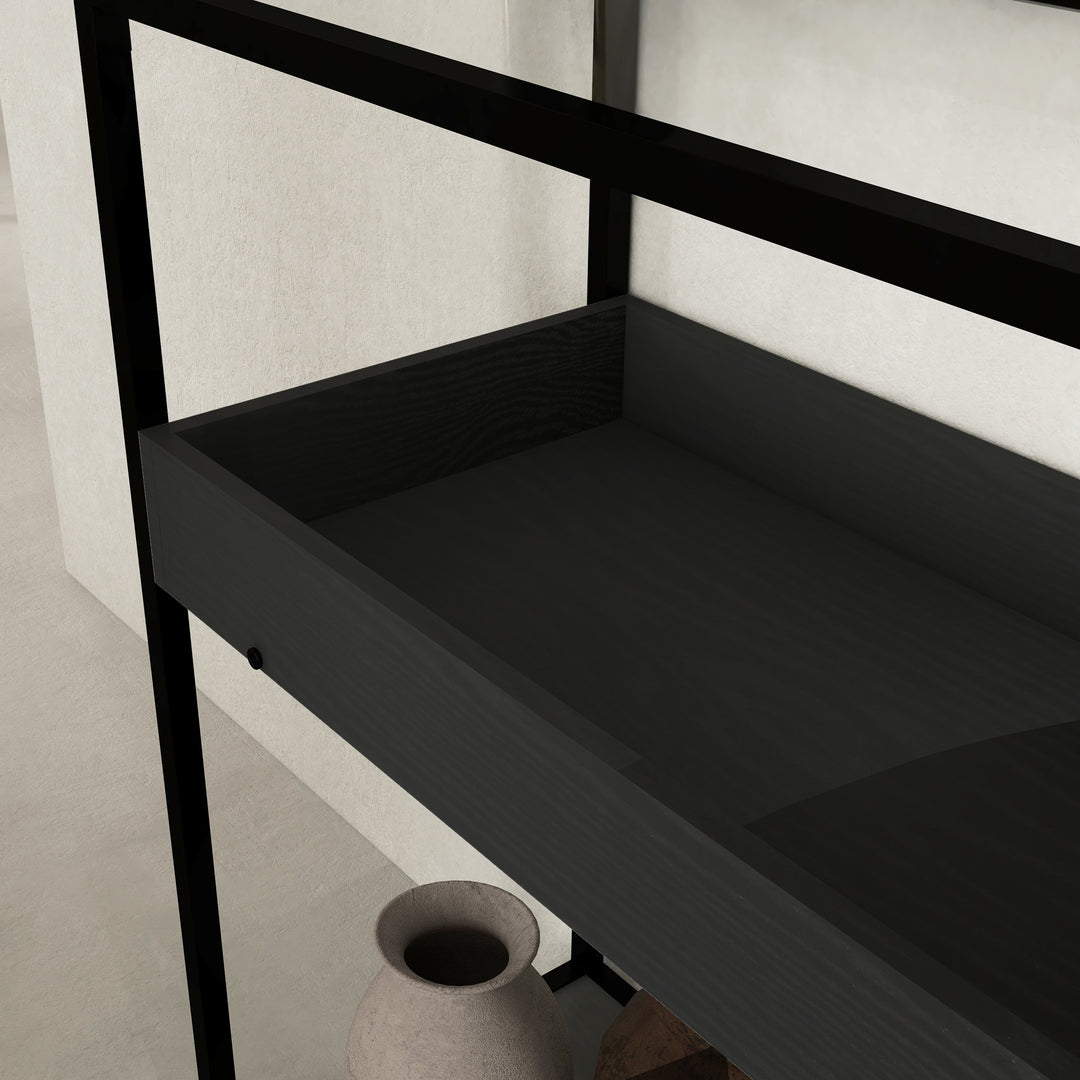 Konsolbord med 2 hylder, entrebord, entrekonsol, sort