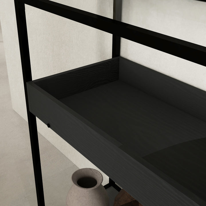 Konsolbord med 2 hylder, entrebord, entrekonsol, sort