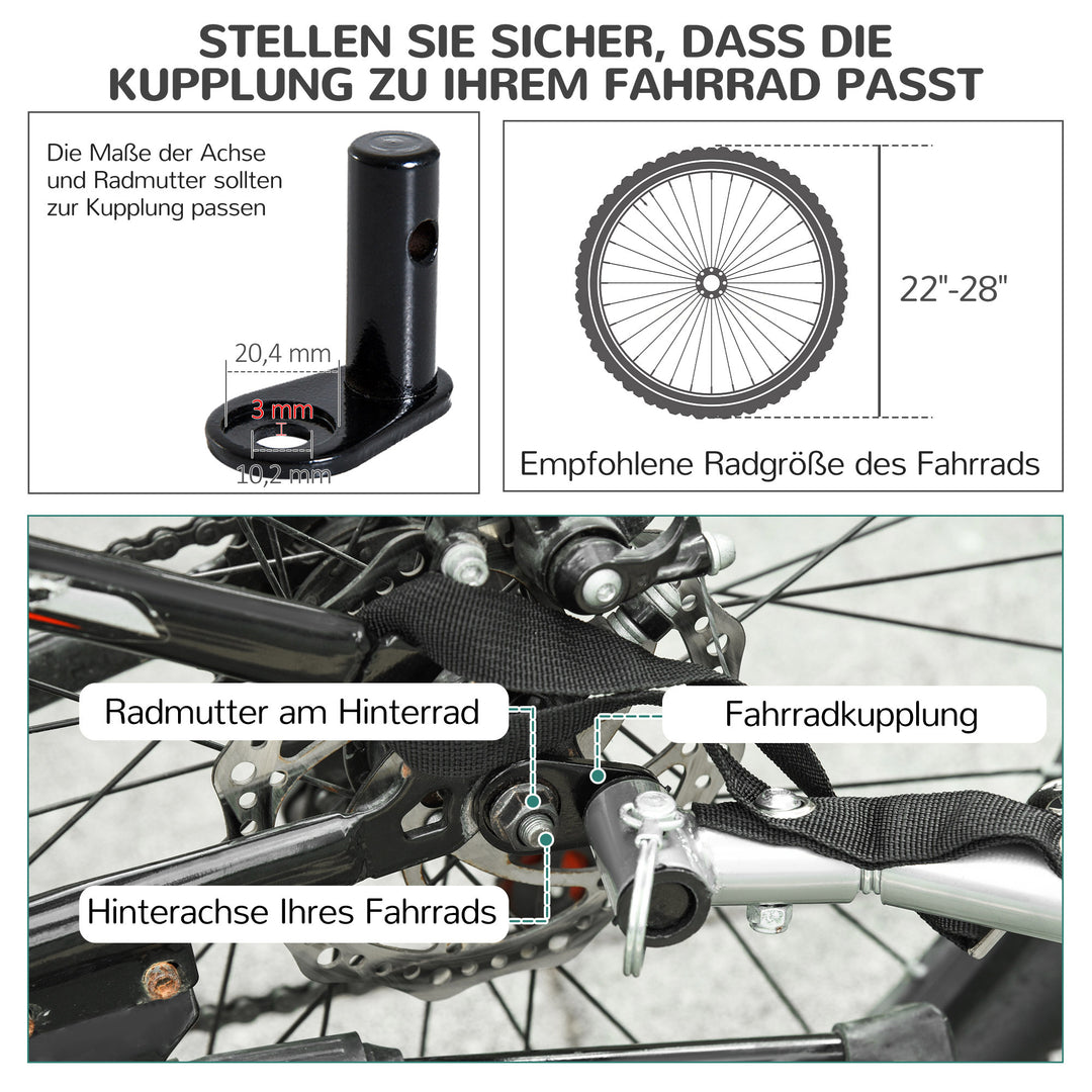 Cykeltrailer hundetrailer op til 20 kg med universalkobling stål rød+sort