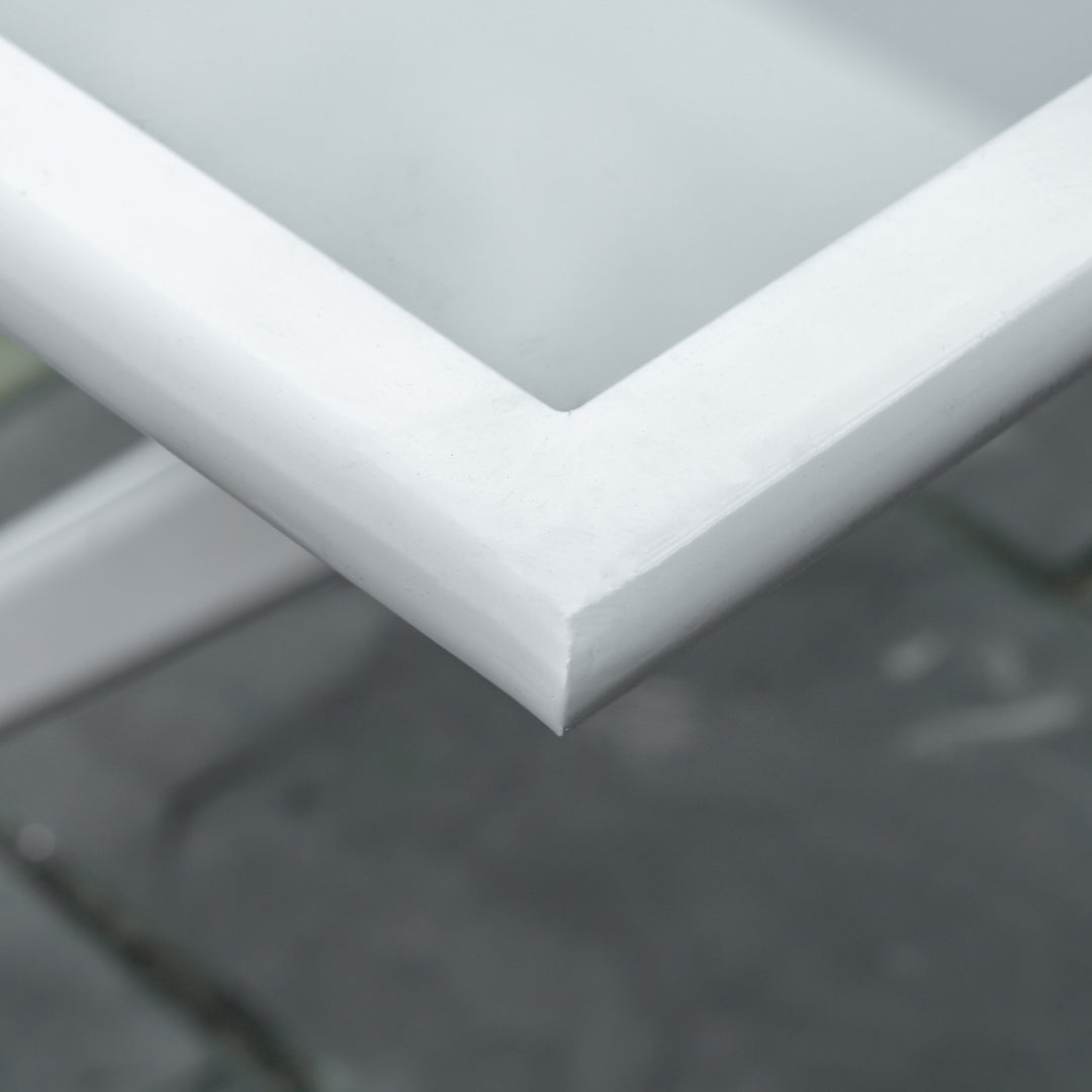 Klapbord havebord med 42 mm 50 mm paraplyhul klapbord foldbart sidebord balkonbord picnicbord spisebord metal hærdet glas hvid 110 x 70 x 70 cm