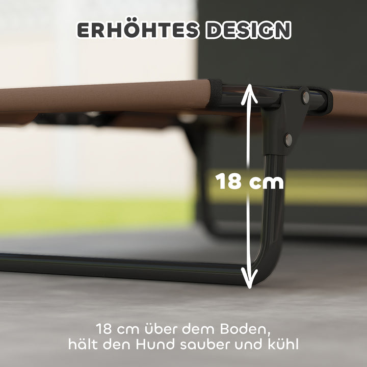 Forhøjet hundeseng, sammenklappelig hundeseng, udendørs hundeliggestol med netdesign, kaffe oxford 75 x 51 x 18 cm