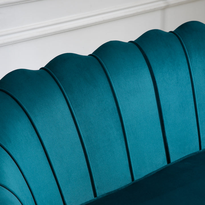 2-Personers sofa, polstret sofa, fløjlslook, dobbeltsofa, lasteevne op til 150 kg, 130 x 77 x 77 cm, mørkegrøn