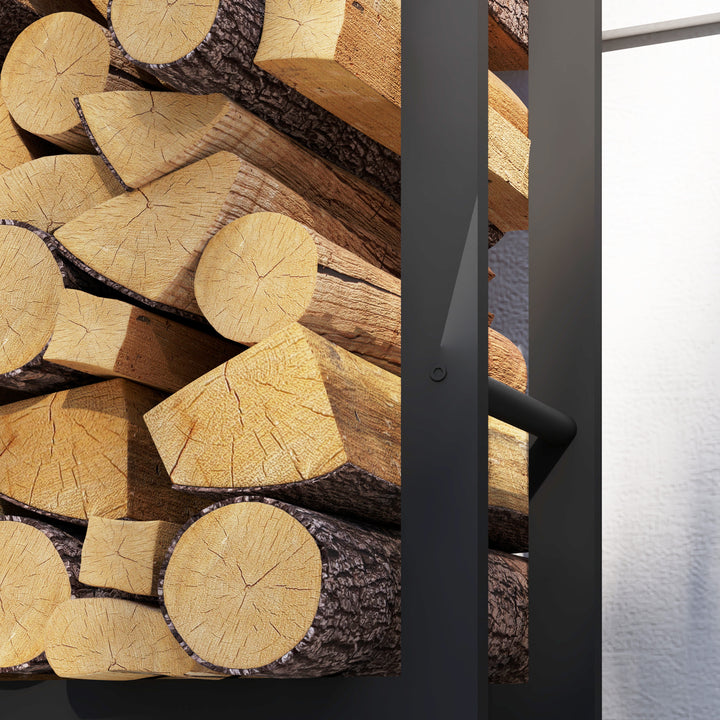 Brændereol med hjul, mobil, metalramme, op til 150 kg, 120 x 32 x 151 cm, sort