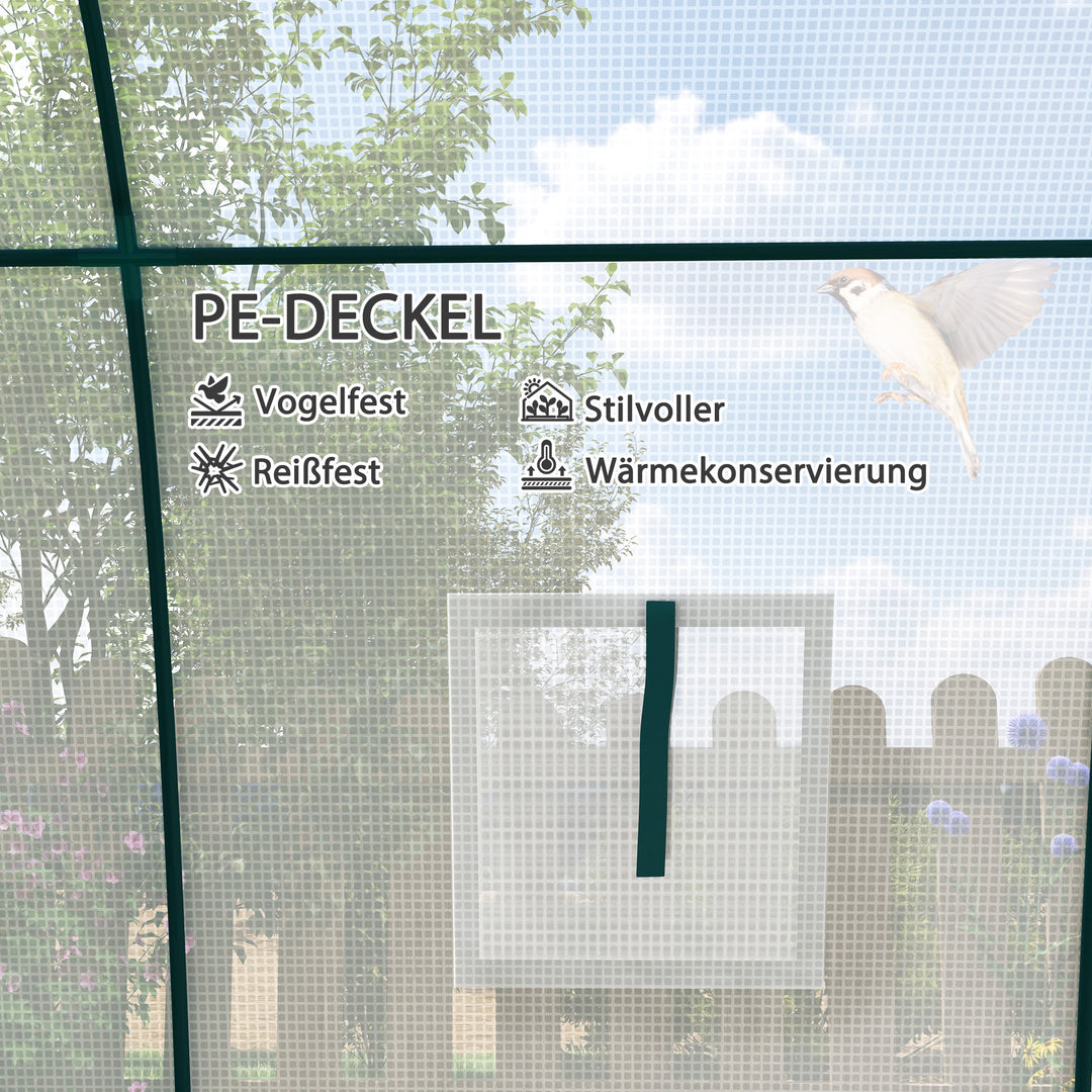 Buet drivhus med sandsække og plastikdække, 2 rulledøre, trådnetvindue, bærbart, 1,8 x 1,8 x 2 m, hvid