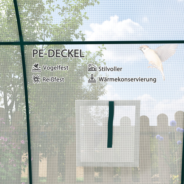 Buet drivhus med sandsække og plastikdække, 2 rulledøre, trådnetvindue, bærbart, 1,8 x 1,8 x 2 m, hvid