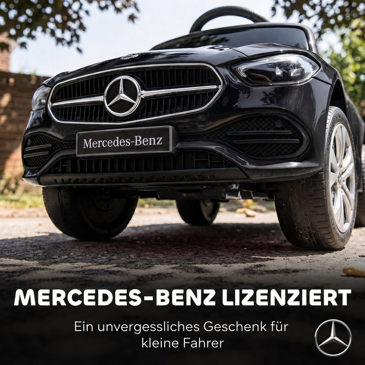 3-i-1 kørebil med skubbebøjle Mercedes-Benz sort