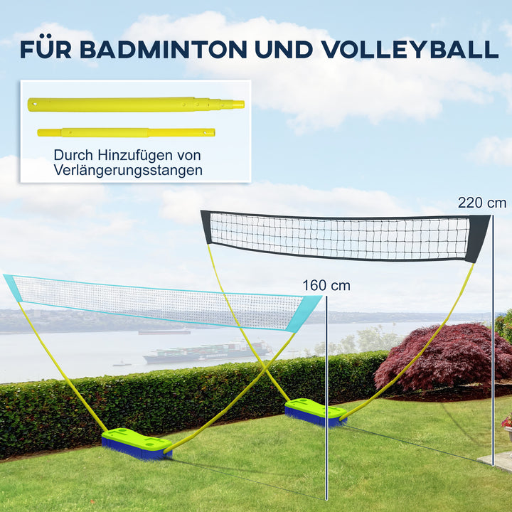 Badmintonnetsæt volleyballnetsæt, 3-delt sæt, 400 cm x 22,4 cm x 155 cm, sort + blå + grøn
