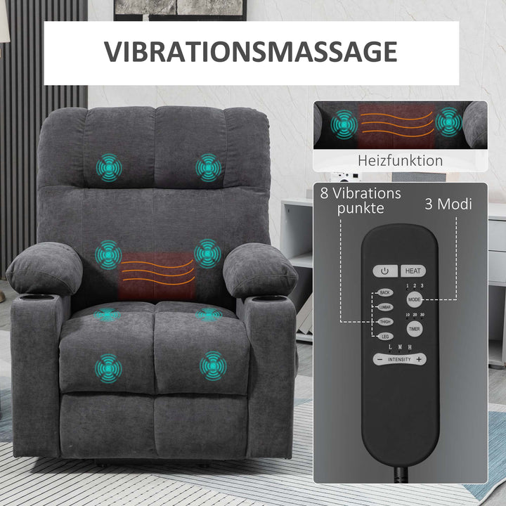 Hvilestol til seniorer med fjernbetjening, 144 cm x 91 cm x 88 cm, mørkegrå