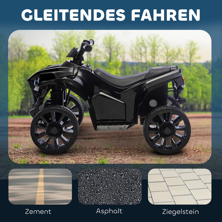 Børne elektrisk ATV 6V med frem- og bakfunktion, musik, LED-forlygter, sort