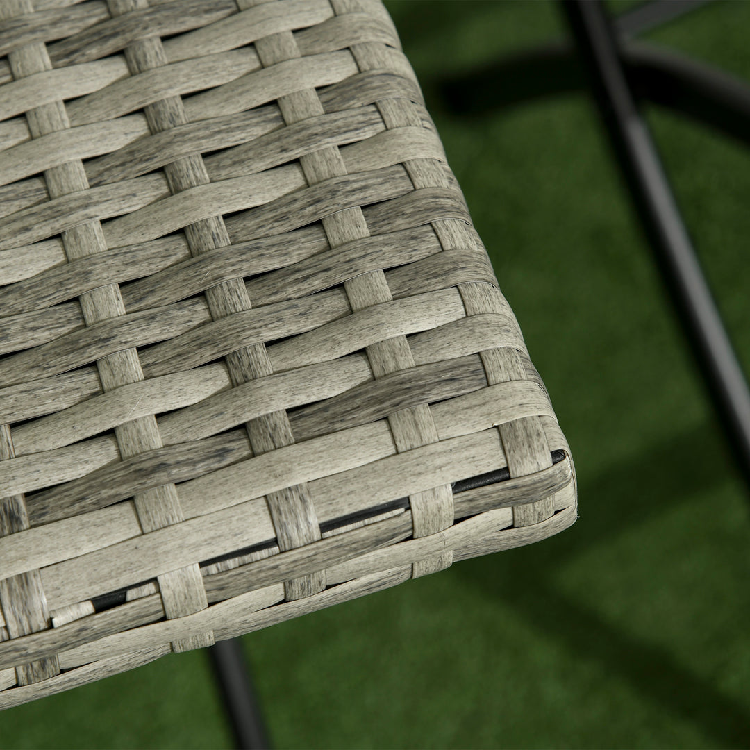 3-Delt havemøbelsæt, 2 klapstole, 1 klapbord, rattan-look, metalstel, lysegrå