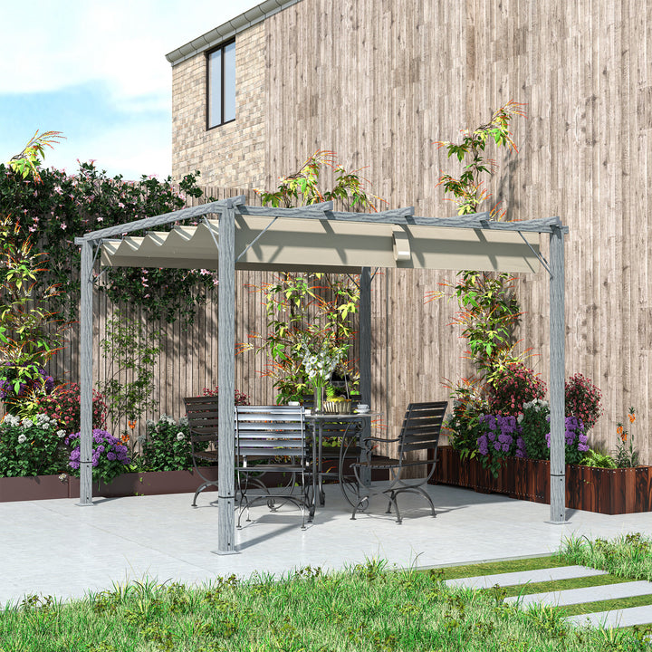 3 X 3 m havepergola, justerbart terrassetag, aluminiumsramme, upf 30+ solbeskyttelse, grå