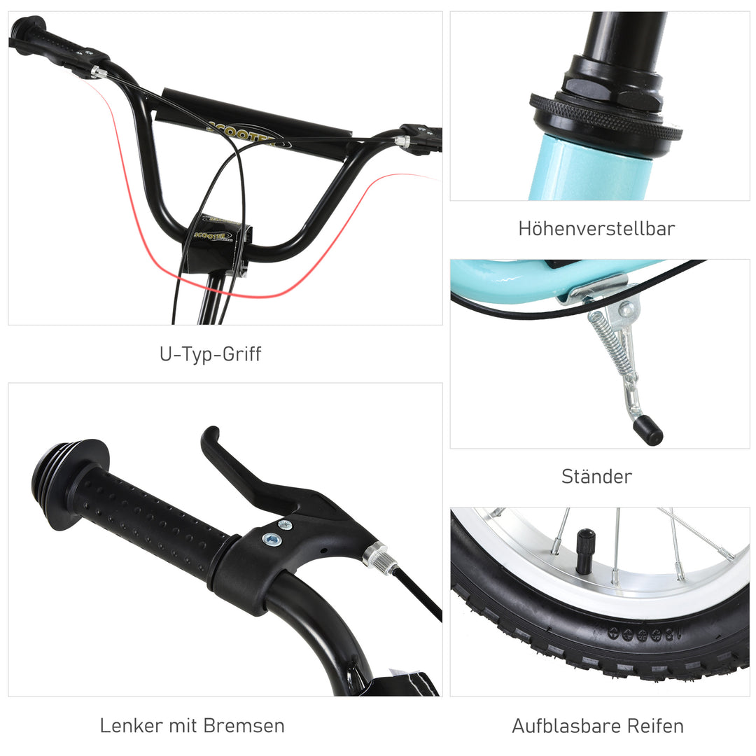 Børneløbehjul fra 5 år, løbehjul, city scooter til børn, aluminium, 120 x 58 x 85-95 cm, lyseblå