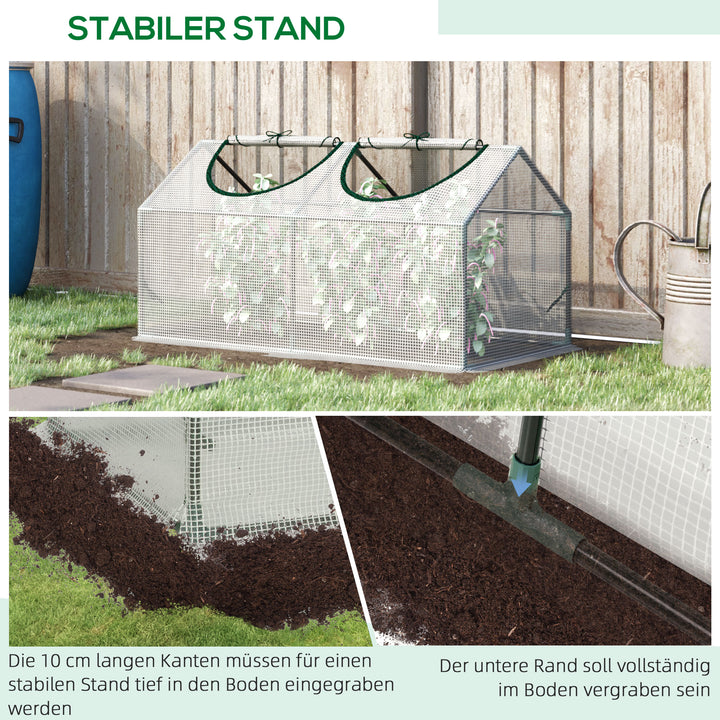 Drivhus med vindue, pe-netfilm, stålfilmdrivhus, drivhus til altan, have, tomathus 120x60x60cm, tomatdrivhus til grøntsager, blomster, planter, hvid