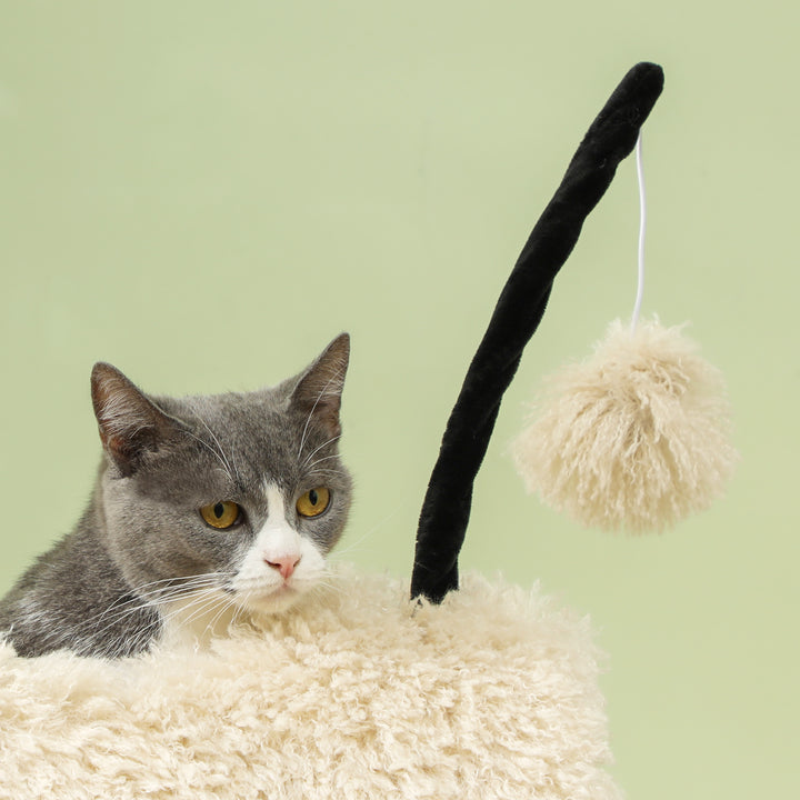 Kradsetræ i fåredesign med kradsetræ, tunnel og legetøj, 98 cm, lysebrun