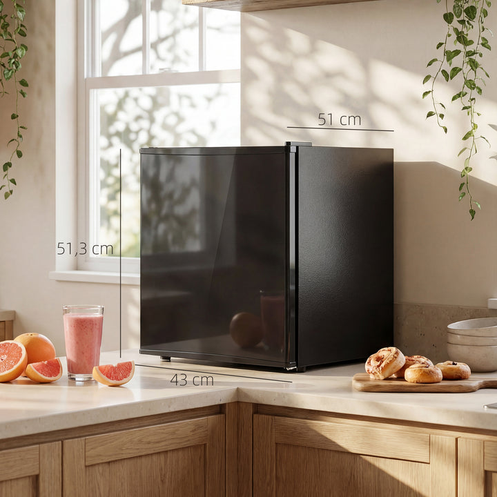 Minikøleskab 44L/46 dåser Lille køleskab med justerbar termostat 43 x 51 x 51,3 cm, sort