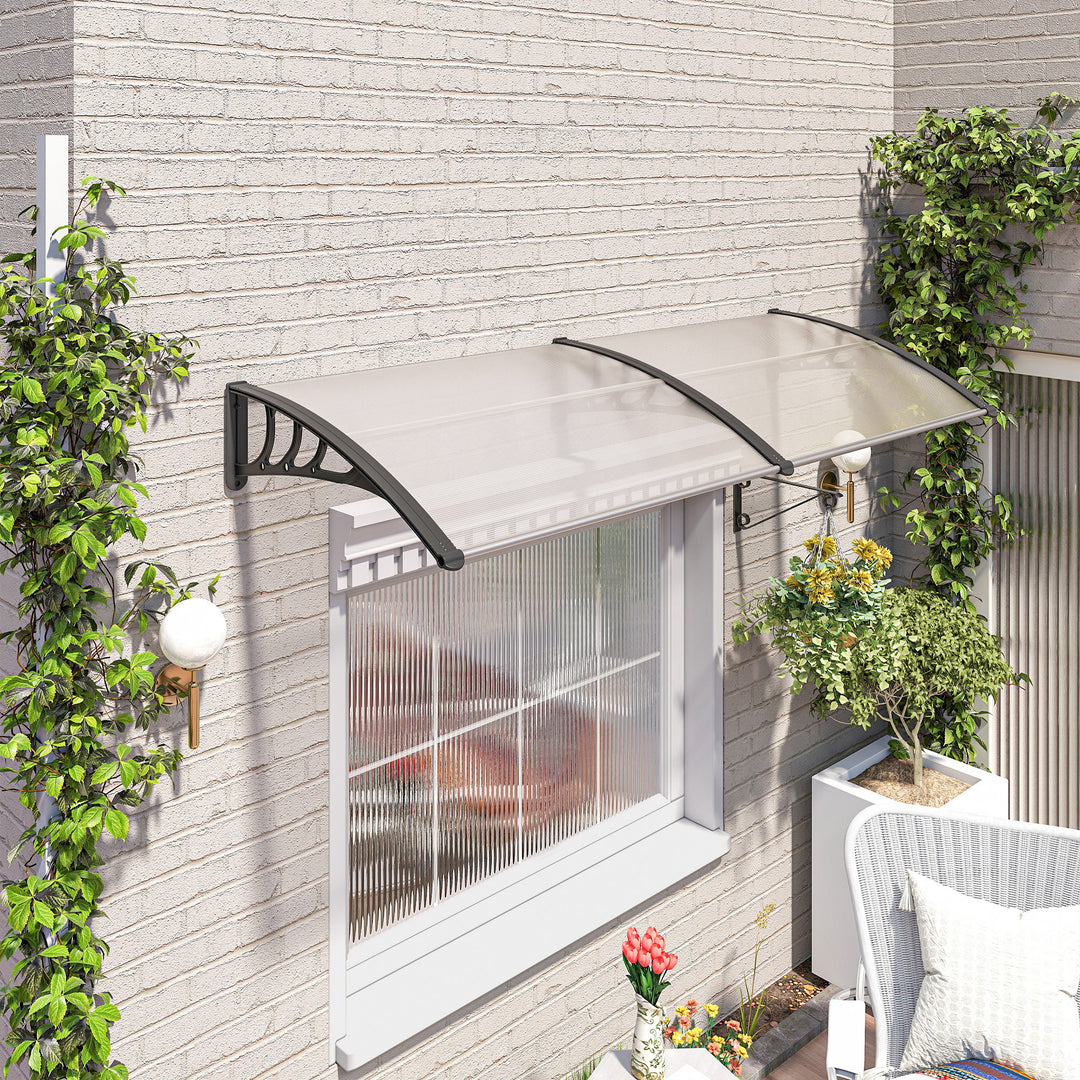 Hoveddørsmarkise 75x195x23 cm tagdækning 5mm polycarbonat solbeskyttelse regnbeskyttelse til udendørs brug aluminium transparent