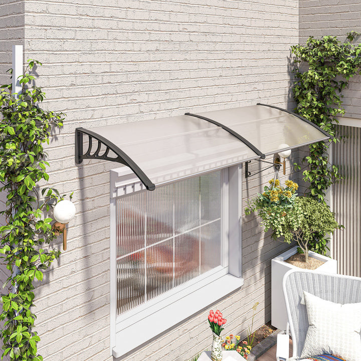 Hoveddørsmarkise 75x195x23 cm tagdækning 5mm polycarbonat solbeskyttelse regnbeskyttelse til udendørs brug aluminium transparent